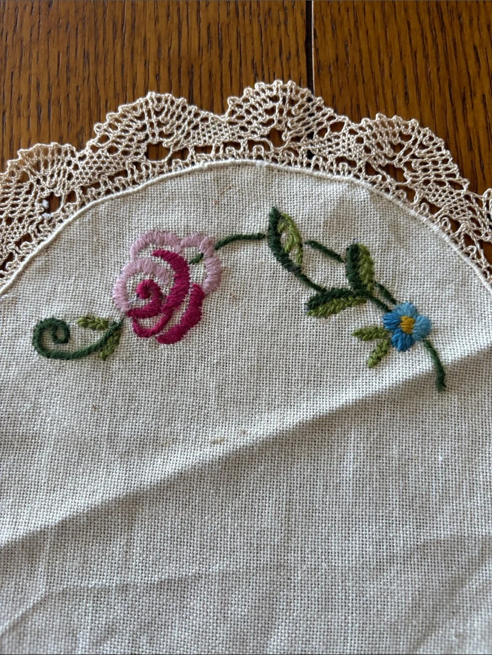 Embroidered Floral Lace Doilies – Set of 2